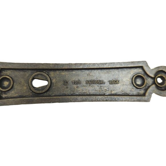 2 Metal Pull Knob w Backplate Vtg Cabinet Drawer Funiture Hardware National Lock - Picture 6 of 13